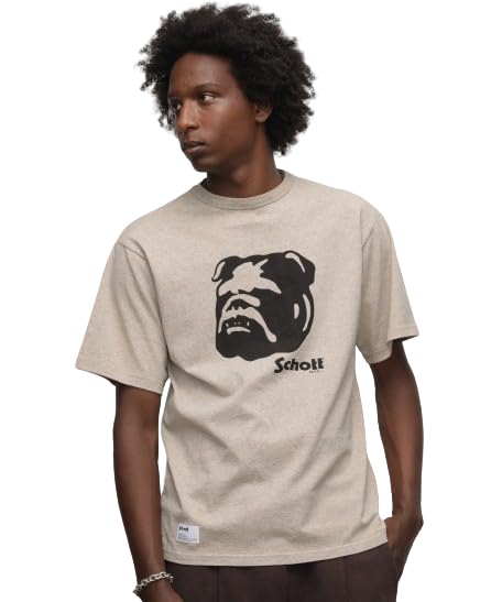 

Schott NYC HEATHER T-SHIRT STENCIL BULLDOG / Men s S 040 Beige / 782-4134008