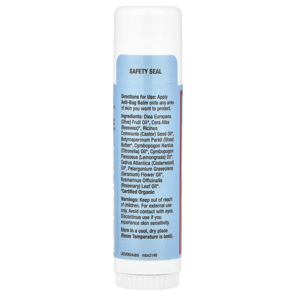Antibug Balm Stick, Cedarwood, Geranium and Rosemary Oils, 17G(0.6Oz)