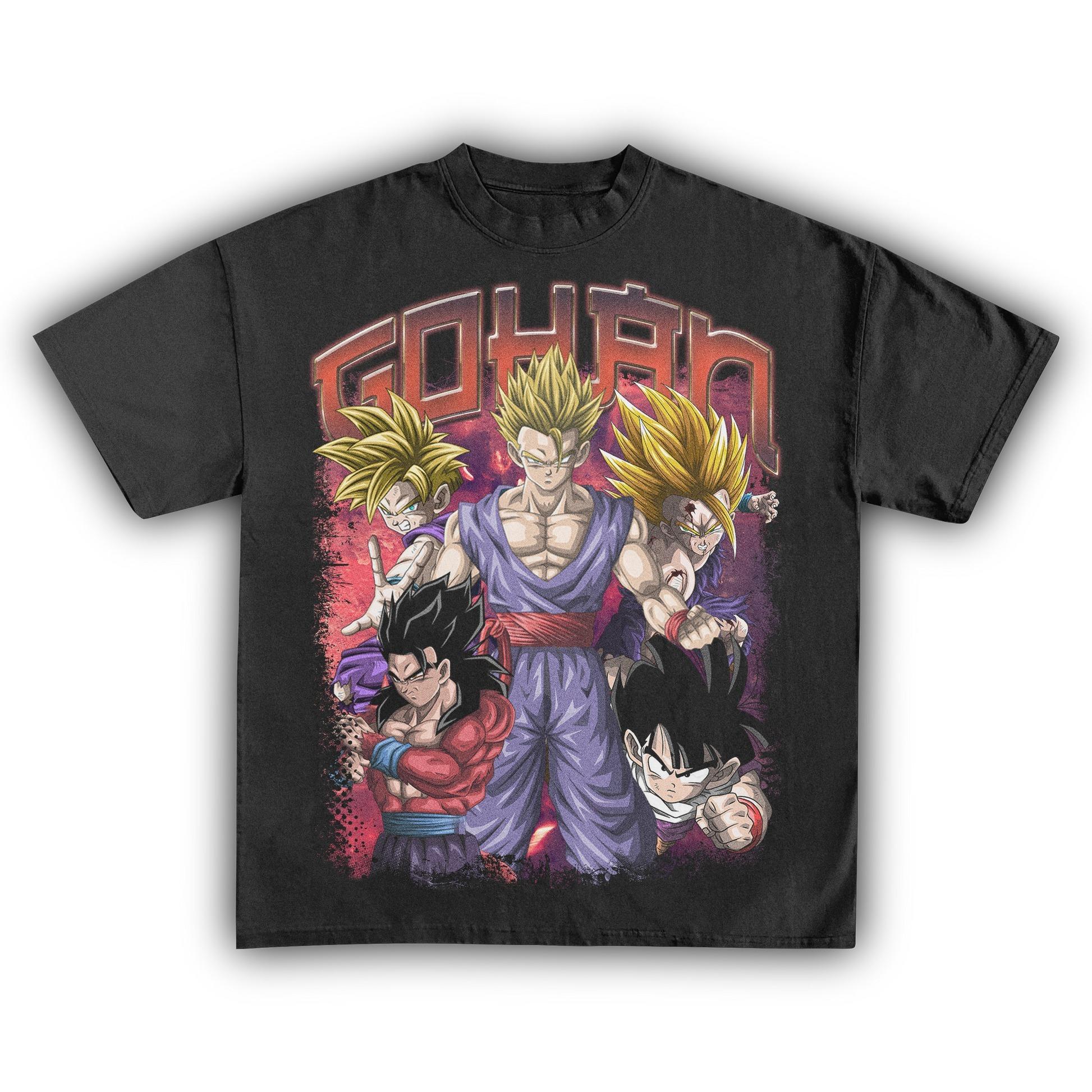 

Dragon Ball Gohan Anime Graphic T-shirt Men s Casual Cotton Streetwear Short Sleeve Tee S разноцветный
