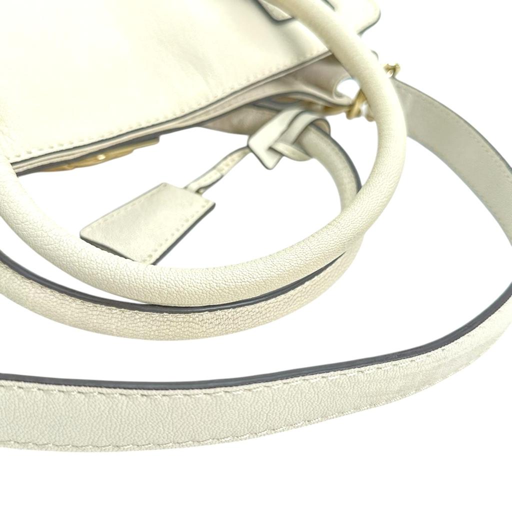 Michael Kors Shoulder Bag leather Handbag Calfskin white Women Used