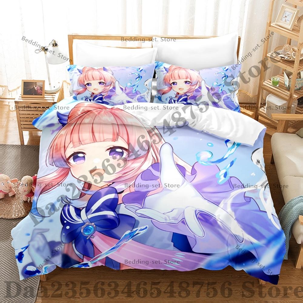 Genshin Impact Sangonomiya Kokomi Bedding Set Single Twin Full Queen King Size Bed Set Adult Bedroom Duvetcover Sets Anime Bed
