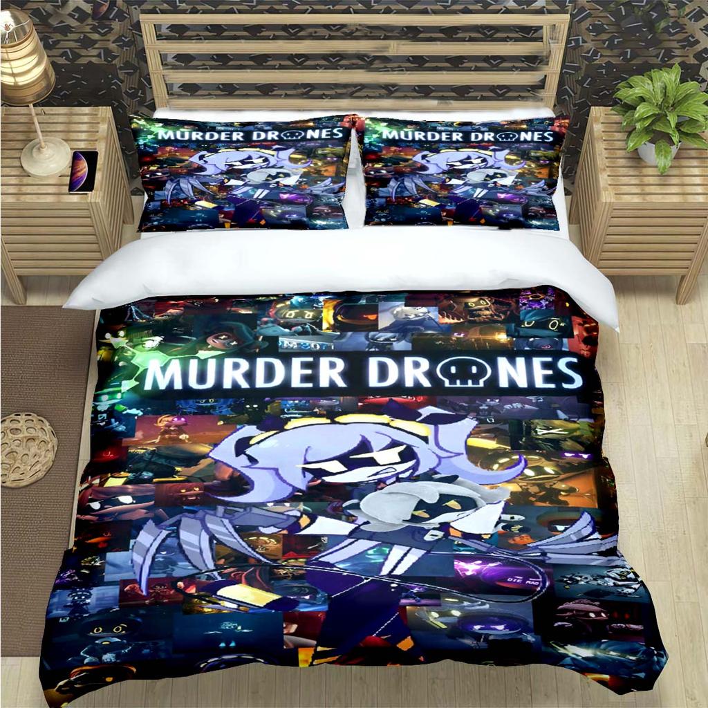 Comforter Fashion Cartoon Murder Drone Print Bedding Set Comforter Bed Youth Kids Girl Boys Luxury Birthday Gift