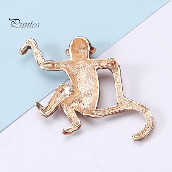 Cute Monkey Animal Shape Brooch Shining Rhinestones Inlaid Suit Lapel Pin Temperament Scarf Buckle Badge Dress Coat Accessories