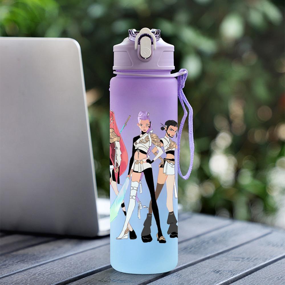 750Ml Water Bottle Cartoon K-Pop Demon Hunters Printed Large Capacity Drinking Cup Portable Outdoor Sports Water Cup Children Kid Gift