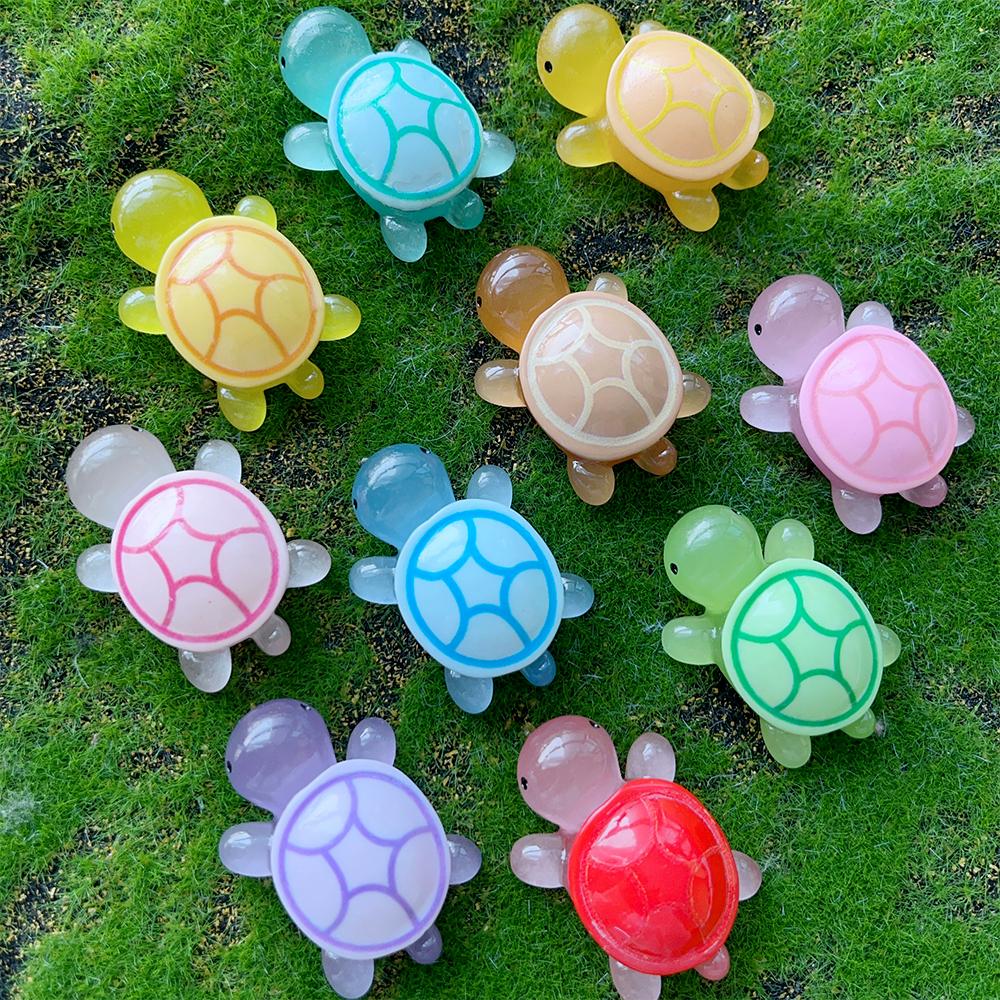 Mini Luminous Turtle Figurines Micro Landscape Resin Crafts Glowing Tiny Turtle Miniatures DIY Garden Decoration Ornaments Gift