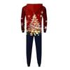 Christmas Print Parent-Child Outfit Hooded Zipper One-Piece Fashionable Home Suit Set