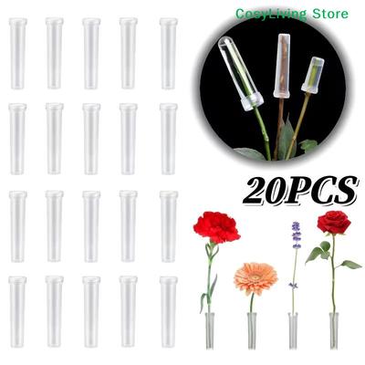 [CL]20 PIEZAS Tubos de Agua para Flores con Tapas Reutilizables Silicona Transparente Frascos Florales Plástico Para Conservación de Flores y Plantas[CL]