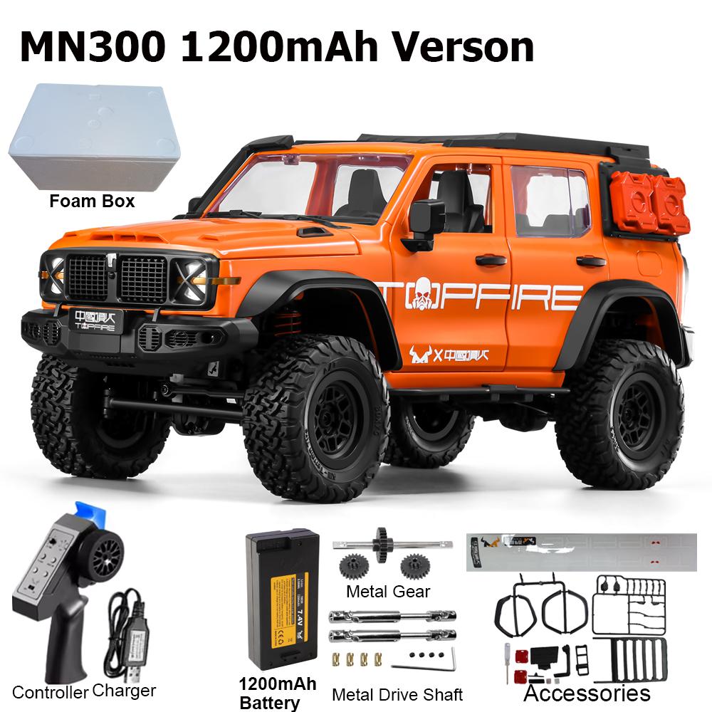 MN300 1/12 RC Car 2.4G Remote Control Car Off-road Climbing 4WD RC Crawler LED Light Truck 60mins Working RC Toy As Hobby Gift