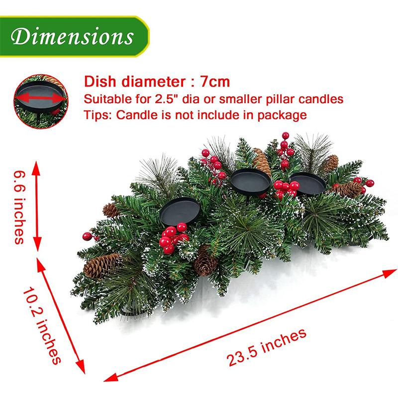 1PC Christmas Candle Holder Table Centerpieces Candle Tray Holiday With 3 Pillar Candle Stands Xmas Artificial Pine Cones Classic