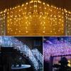 Outdoor Waterproof LED Starry Icicle Fairy String Lights - Holiday Flashing Curtain Decoration