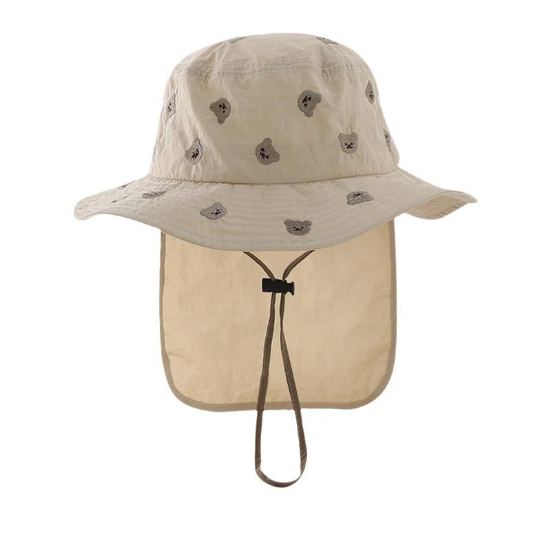 Sommer Dünner Sonnenschutzhut für Kleine Kinder Koreanische Mode Cartoon Nackenschutz Fischerhut 1-4 Jahre Baby Weicher Atmungsaktiver Wasserdichter Hut