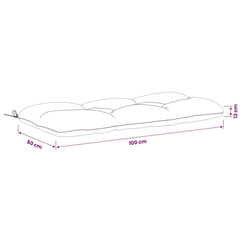 Bench Cushion VIANEN 100percent Polyester Black 100 x 50 x 12 cm