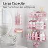 5 Pack Shower Caddy Organizer Rack Shelf for Inside Shower, Adhesive Bathroom Wall Storage Basket Rustproof Stainless Steel Shampoo Holder, Girly