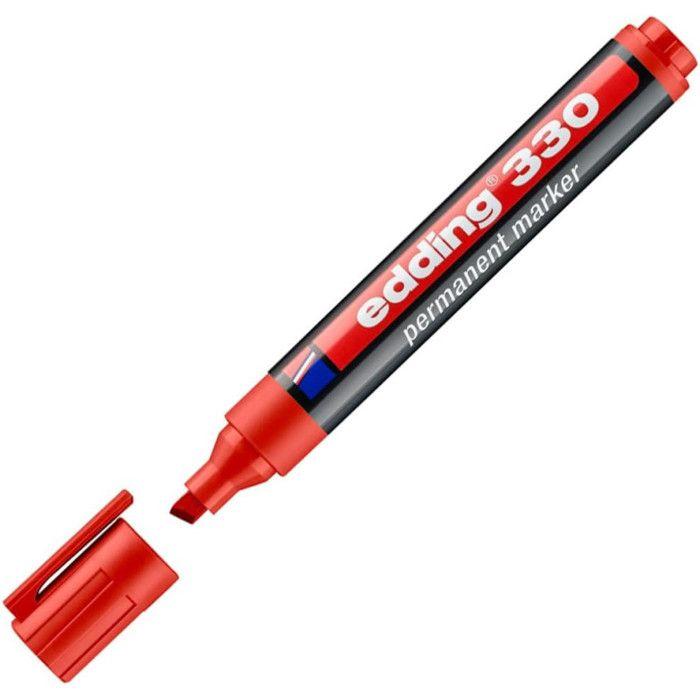 Marker - EDDING - 330 - Chisel Tip - Opaque Red - Permanent