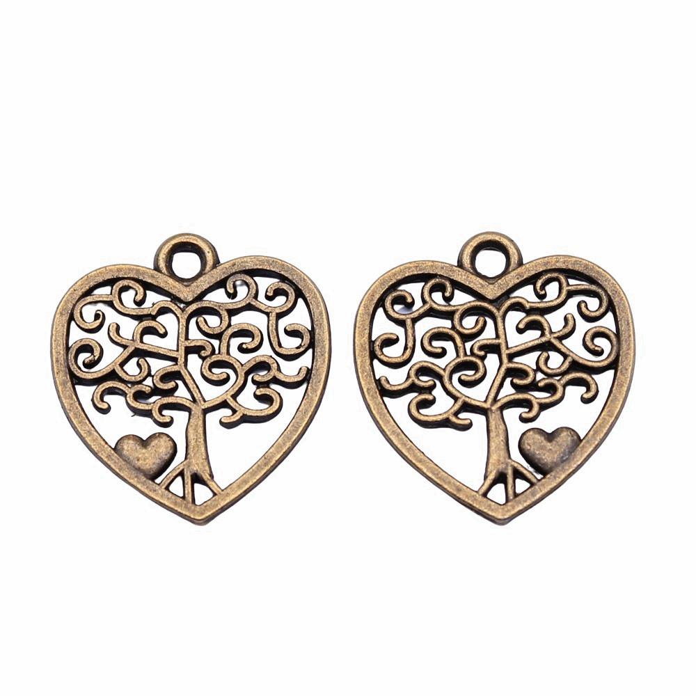 Charms Round Tree Of Life Pendants Vintage Jewelry Supplies QC109