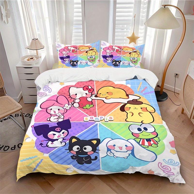 3pcs Sanrio Characters Breathable Polyester Bedding Set Soft Duvet Cover and 2 Pillowcases,Suitable for All Seasons, 082645b