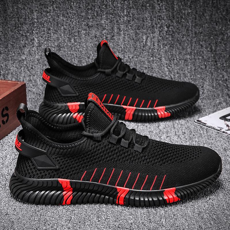 Summer new mesh shoes flying woven shoes casual sports shoes breathable board shoes lightweight one-pedal running shoes men's shoes