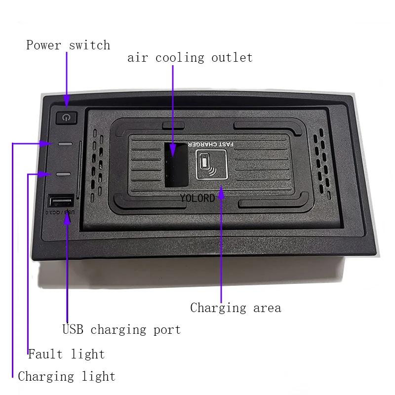 15W Car Wireless Charger Center Console Phone Charger Fast Charging Holder for Buick Regal GS 2016-2023