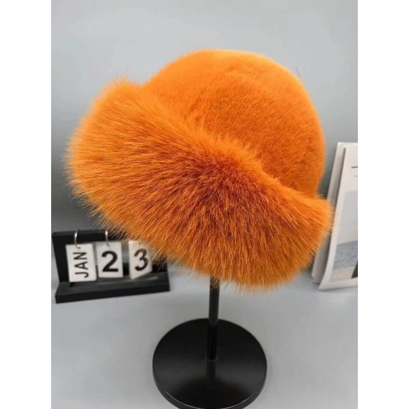 New Women's Plush Bucket Hat - Warm Winter Fisherman Hat with Fluffy Lining, Christmas Gift Panama Cap for Cold Weather