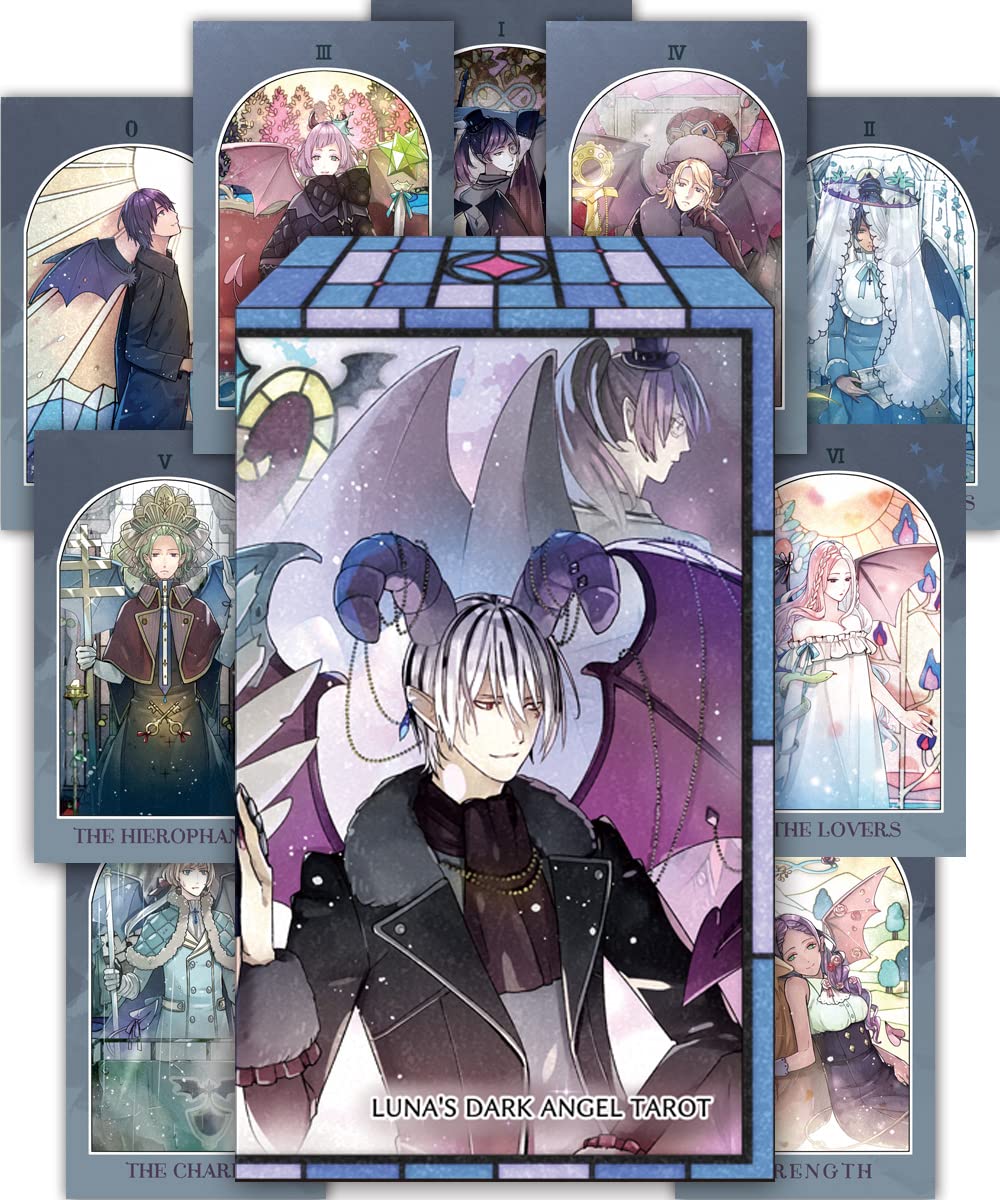 produs cu Set Tarot Înger Întunecat Japonez Înger de Lumină ÎNGER ÎNTUNECAT ÎNGER DE LUMINĂ TAROT Carte de Tarot Versiune Rider Conform [Broșură Autentică] Luna's & gray