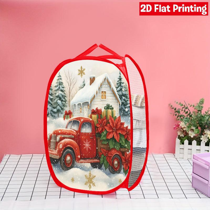1Pcs Christmas Cardinal Pop-Up Laundry Hamper Expandable Mesh Hamper Basket for Room Bedroom Bathroom Organization Contemporary Storage