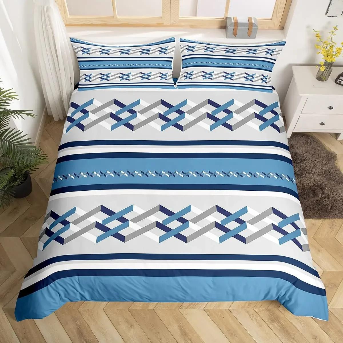 

Comforter Geometric For Women Girls Simple Patchwork Bedding Set King Swirls Art Comforter Farmhouse Geometry Bed Set Comforter (quilt)-EU Single(135*200cm)3pcs