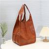 Women's Bag Retro Simple Large Bag Splicing Soft Leather Single Shoulder Large Capacity Trend Simple Tote Bag