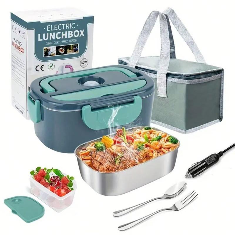 1.5L Electric Lunch Box Stainless Steel PP Dual Use Heated Food Container Portable Insulated Meal Box