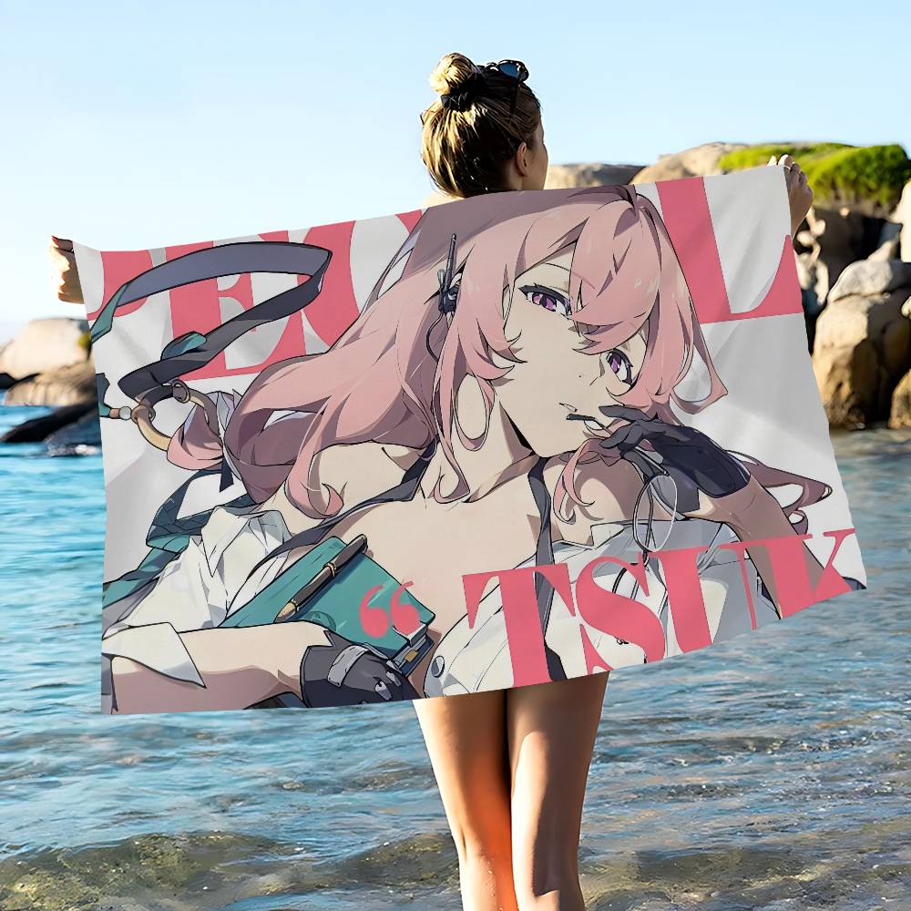ZZZ Gaming Hoshimi Miyabi Große Mikrofaser Strandtücher Schnelltrocknendes Handtuch Sandstrandtücher Poolhandtuch für Reisen Schwimmbad Yoga