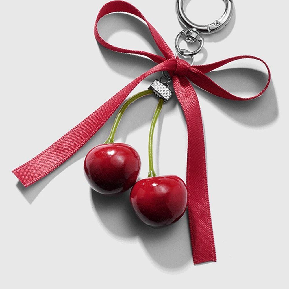 Phone Charms Cherry Pendant Phone Chains Ballet Style Pendant Ribbon Bow Keychain  Bag Ornaments