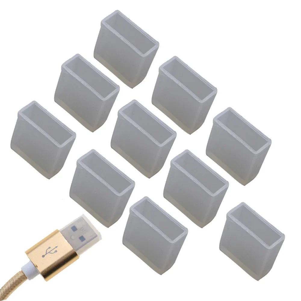 10pcs/set Transmission Data Cable USB Dust Plug Charging Wire Silicone Protective Cap USB Protector Dust Cover