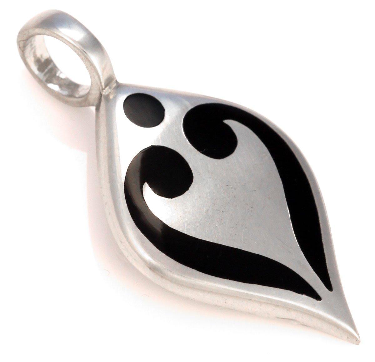 

Surf Bico Heart Sparkle Pendant (BT13 Black) - Sincerity and Compassion - Resin and Polished Metal, Tribal Urban Jewelry