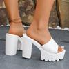 Sommer Neuer Stil Europäischer Stil Einriemen Einfarbig Damen Große Größe Plateau Runde Zehenpartie Flip-Flops