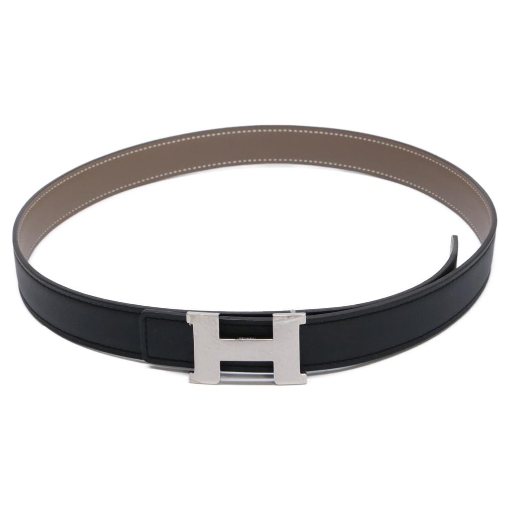 HERMES Mini Constance Maltre Belt Buckle & Leather Belt Kit, 24 U-stamped, Reversible Swift/Epsom Leather belt 80 Black/Etoupe PalladiumUsed