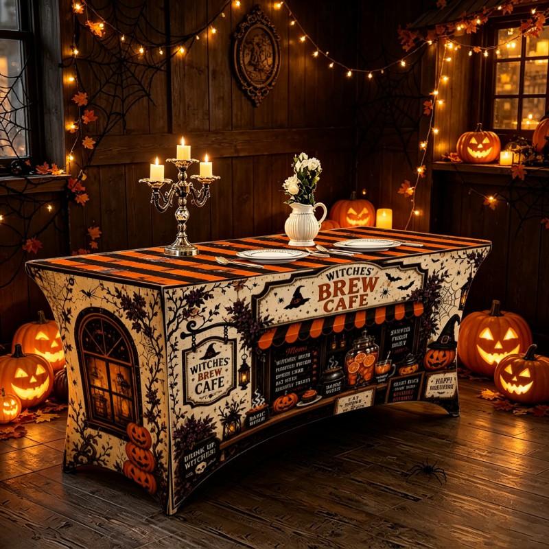 Halloween Printed Stretch Tablecloth Milk Fabric Outdoor Party Decor