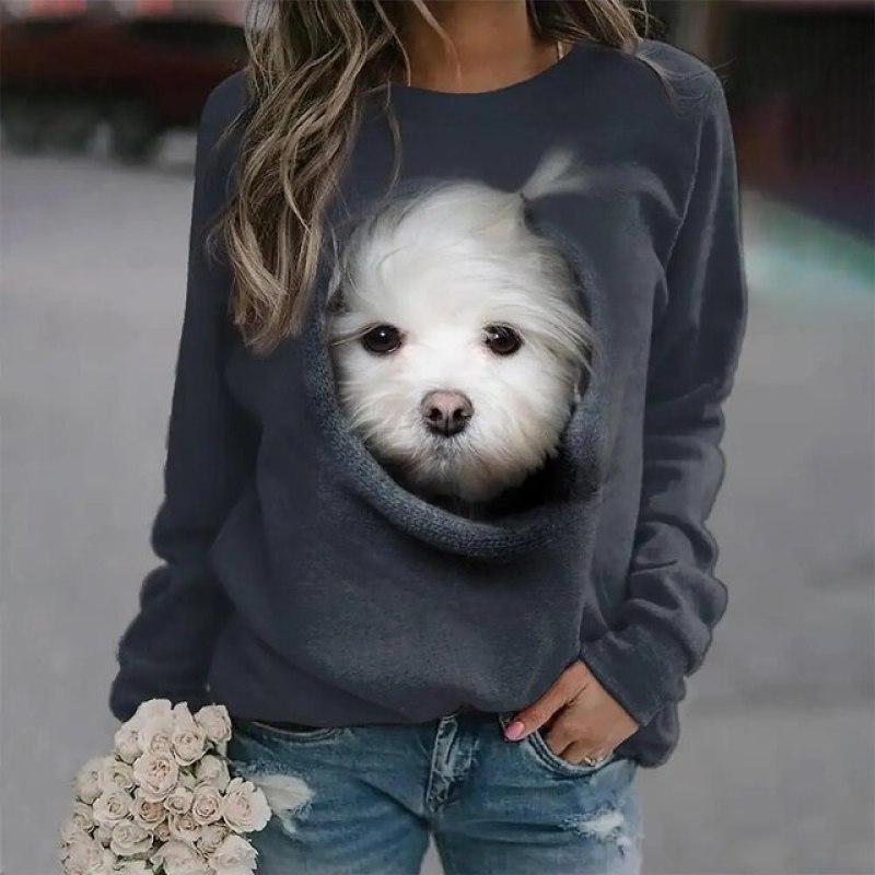 Kawaii Cat Women's T Shirt 3D Print Casual Long Sleeve Tees Oversized Harajuku Sweater Clothing Daily Blouse Female Loose Tops