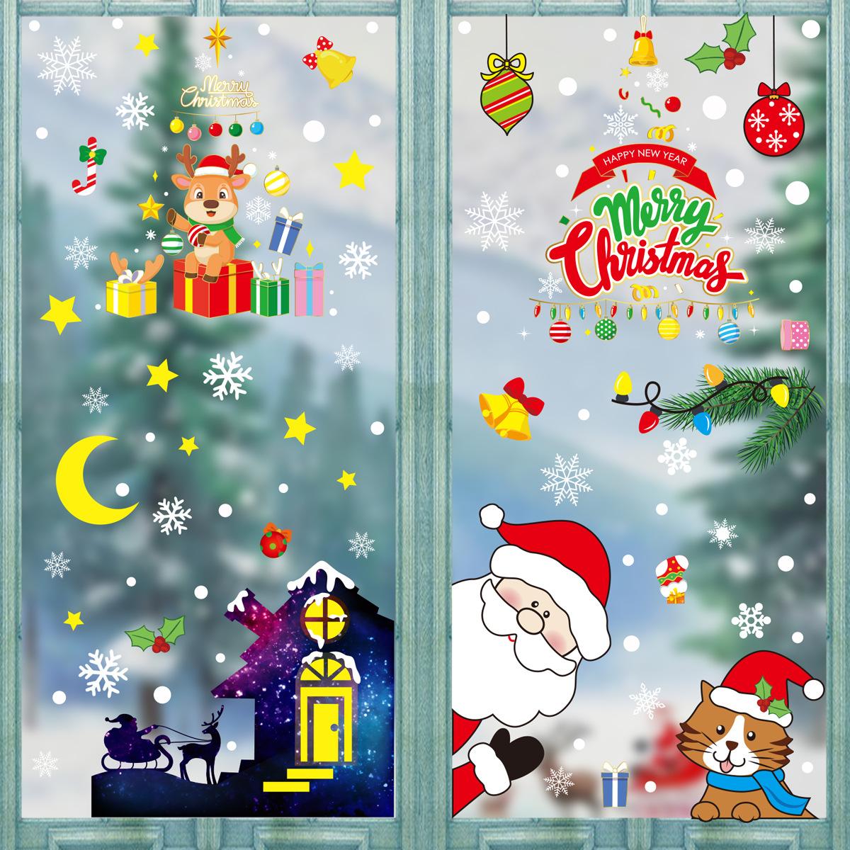 

Christmas stickers Santa Claus Elk Snowflake Glass stickers Hang ball snowman Merry Christmas static stickers 1600*900*700MM