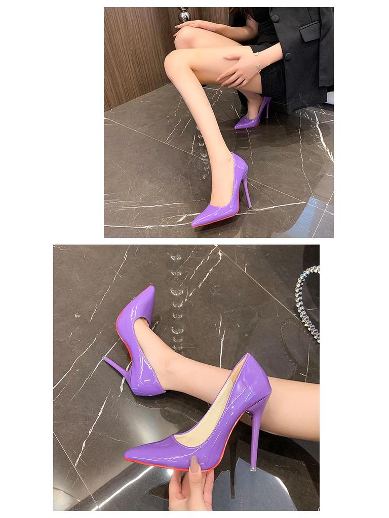 Velikost 36-43 Nadměrná velikost Dámské černé lodičky s červenou podrážkou a špičatou špičkou - Jaro 2024 Sexy jehlové boty