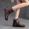 Johnature Kurze Stiefel aus weichem Rindsleder mit quadratischer Zehenpartie, vielseitige, bequeme Damenschuhe aus echtem Leder im Retro-Stil