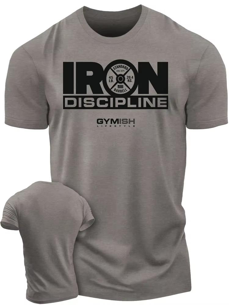 Unisexs Tshirt Street Sports Gym Steel Discipline Letter Print Tshirt Everyday Casual Short Sleeve Tshirt Unisexs Green Tshirt