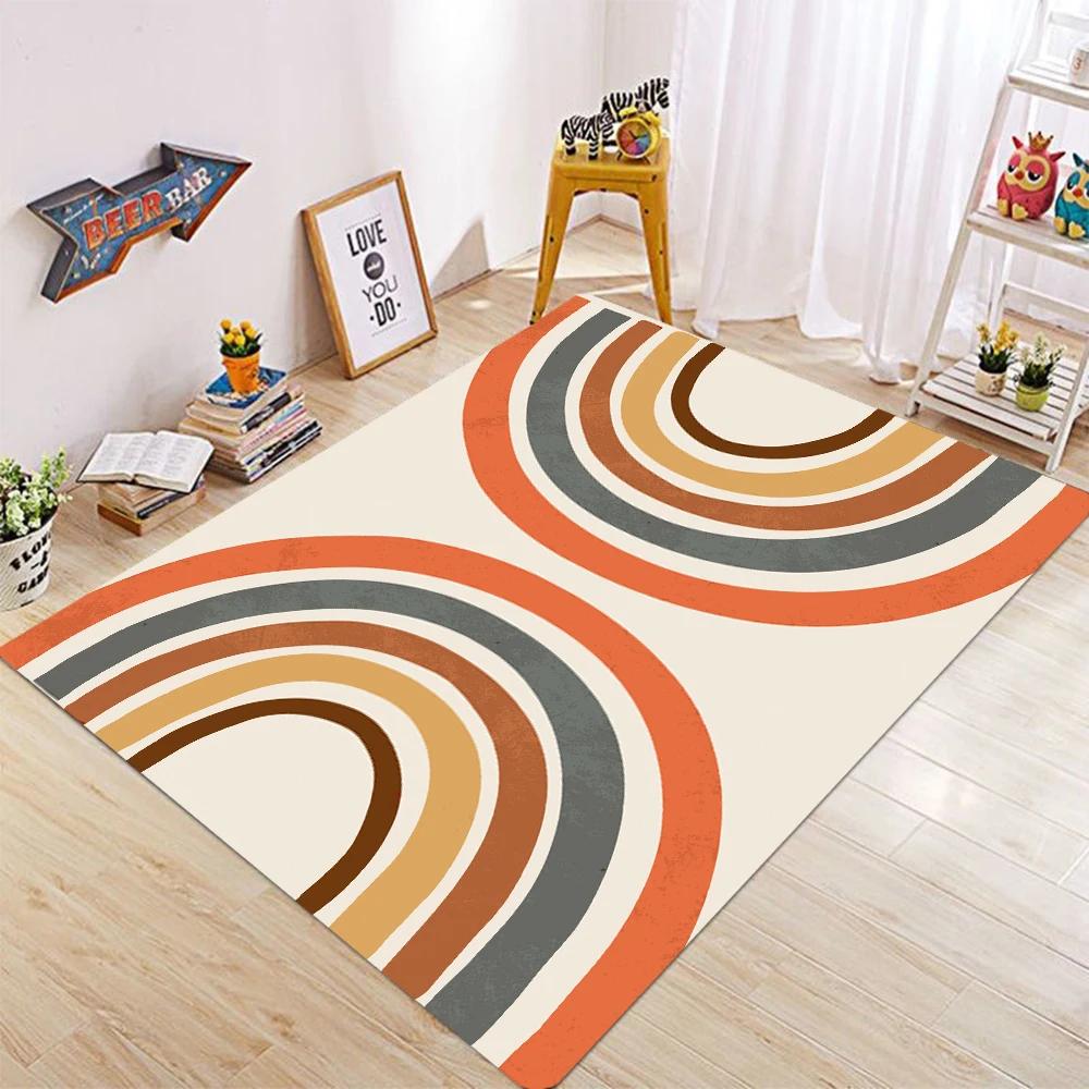 Tappeto Quadrato per Cameretta Bambini con Fantasia Arcobaleno Tappeto da Area Carino Decorazione per la Casa Tappetino Antiscivolo per Porta Pavimento Comodino Lavabile M