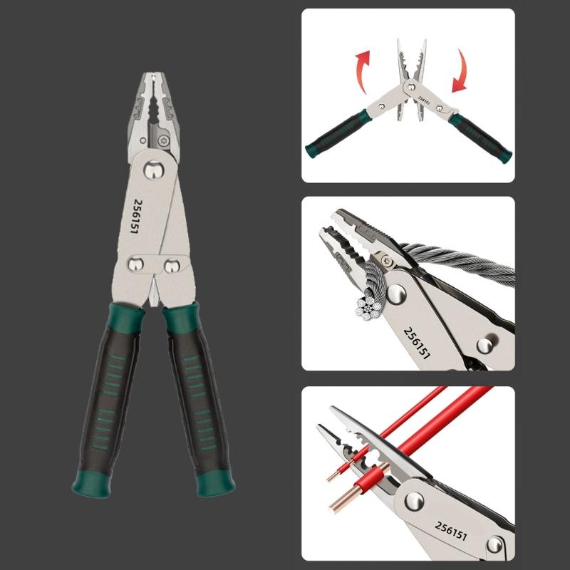 Ergonomic Slip Resistant Grip Adjustable Jaw Pliers 0.5-6mm² Suitable For Wire Stripping Cutting And Cable Maintenance