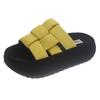 2025 summer new fashion thick bottom woven non-slip small height increase cool slippers wear high-end one-word