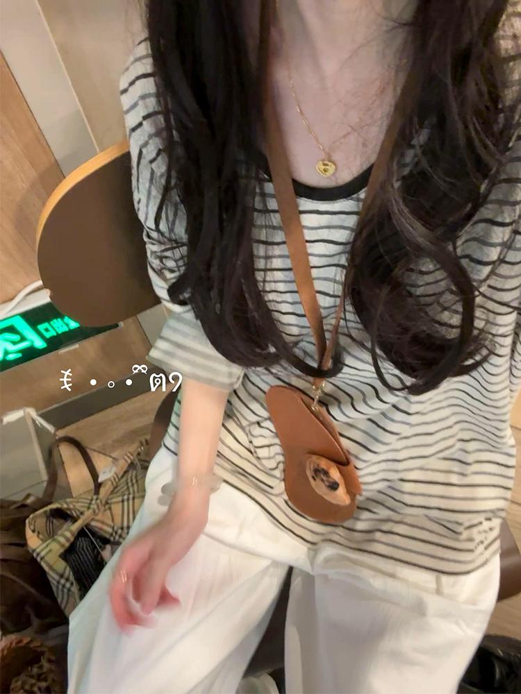 

Women s Korean Casual Two-Piece Sportswear Set: Striped Long Sleeve Top & White Long Pants for Autumn XL (suggested 131-145 jin)