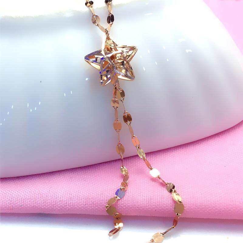 Purple Gold Star Fringe Necklace, Fashionable And Exquisite Foreign Gas-Plated Rose Gold Color Gold Necklace