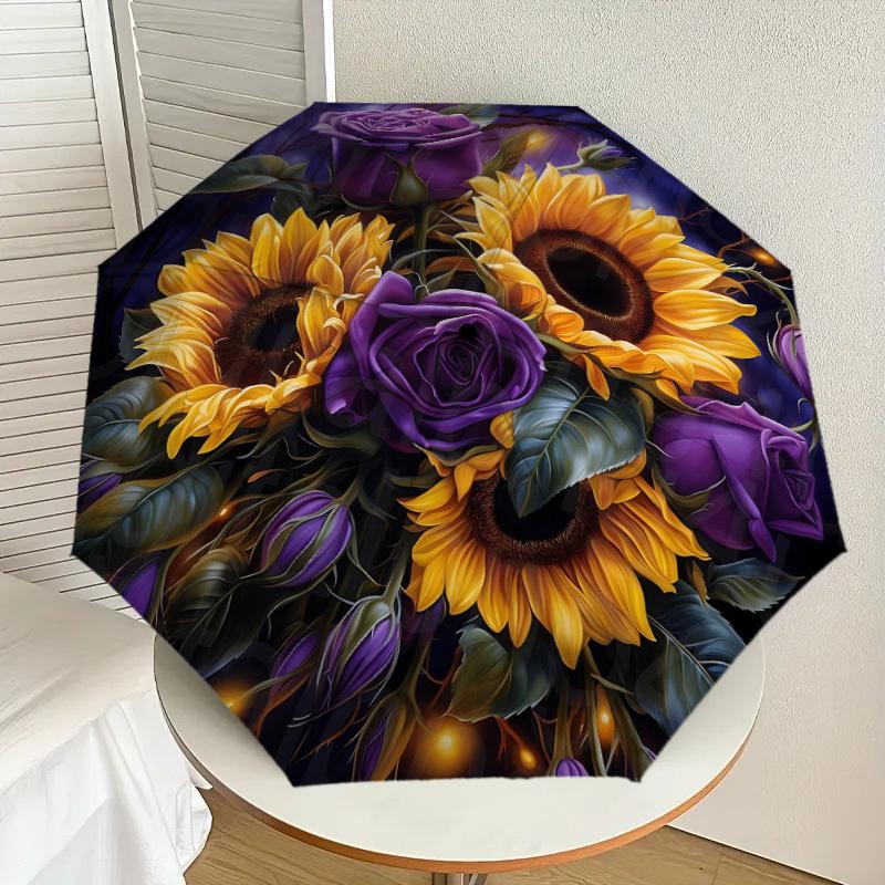 1pc Sunflowers Roses Pattern Umbrella  Automatic Opening and Closing Umbrella, High Quality Umbrella, Ideal Gift for Her 240