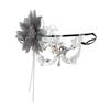 Exquisite Adjustable Masquerade Mask Handheld Metal Mesh Dress Up Mask Side Flower Tassel Decor Half Face Mask Masquerade Ball