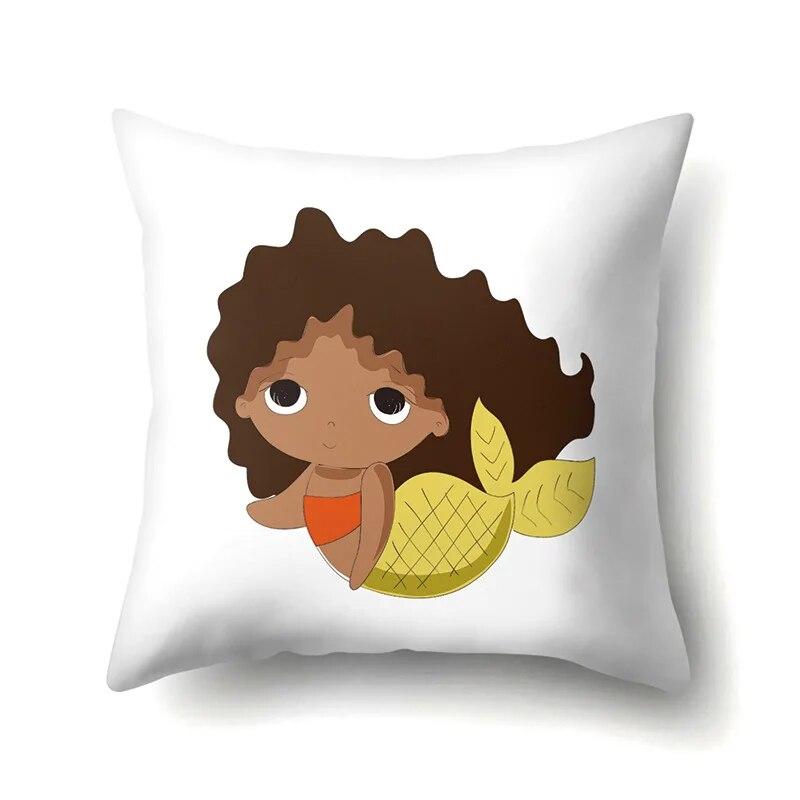 Mermaid Little Girl Pillowcase Car Waist Pillow  Cushion Sofa  toon Pattern