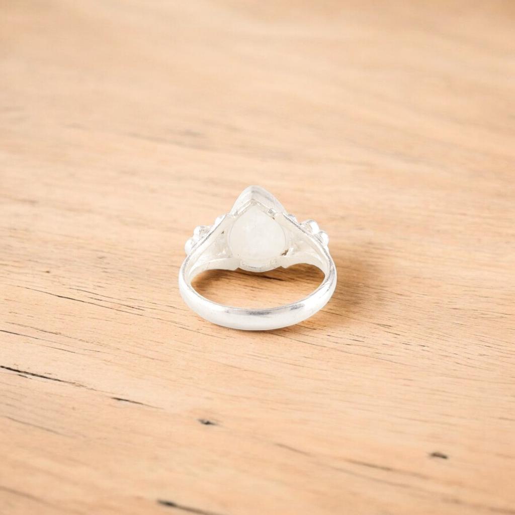 Rainbow Moonstone Gemstone 925 Sterling Silver Handmade Jewelry White Stone Ring RR-59-28