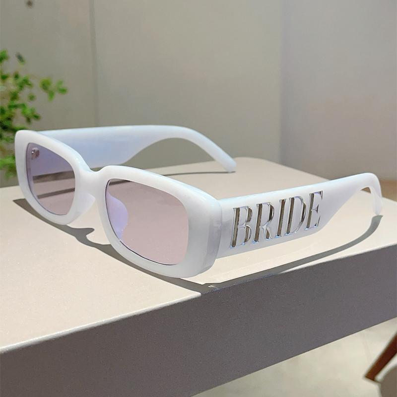 Vintage Rectangle Sunglasses Women New in Original Shades for Wedding Trendy Fashion Design Party Bride Sun Glasses